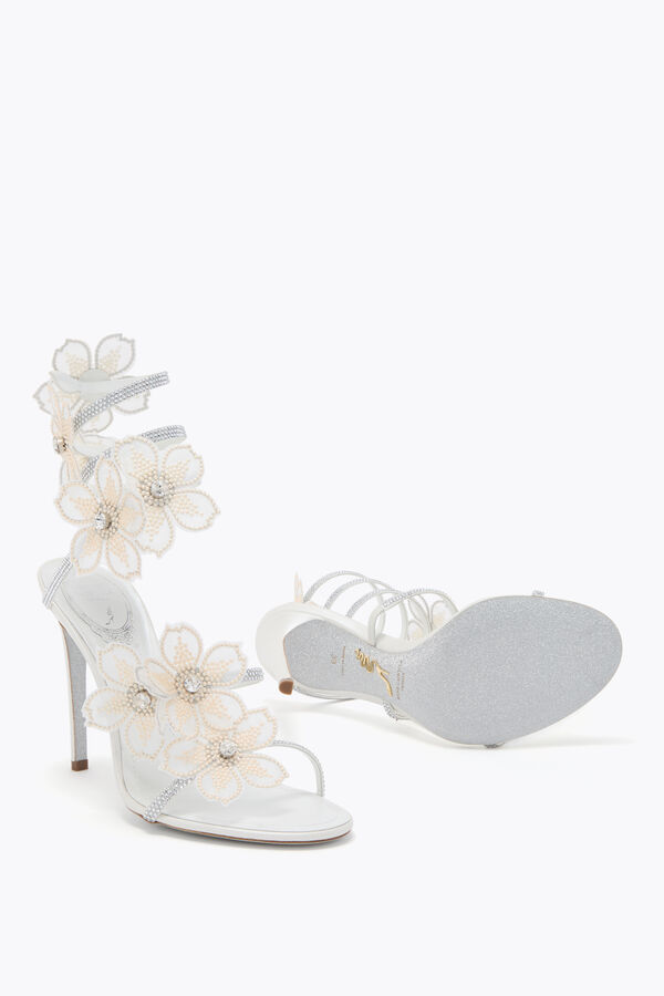jeweled elfenbein pfirsich blume sandale 105 rene caovilla