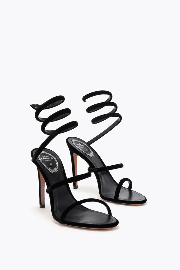 jeweled cleo black velvet sandal 105 rene caovilla