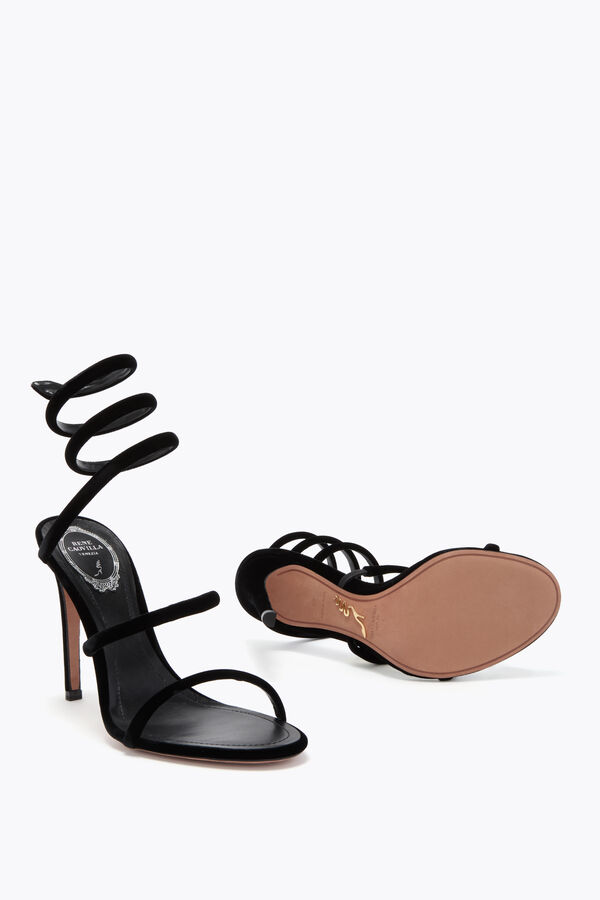 jeweled cleo black velvet sandal 105 rene caovilla