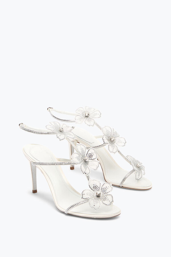 jeweled elfenbein pfirsich blume sandale 80 rene caovilla
