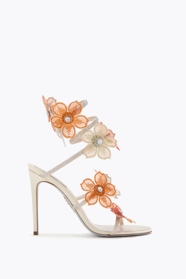 jeweled pfirsich blume elfenbein und orange sandal 105 rene caovilla