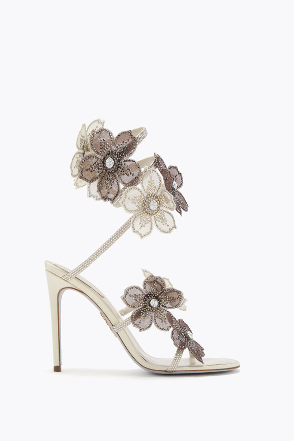 jeweled pfirsich blume elfenbein und grau sandale 105 rene caovilla