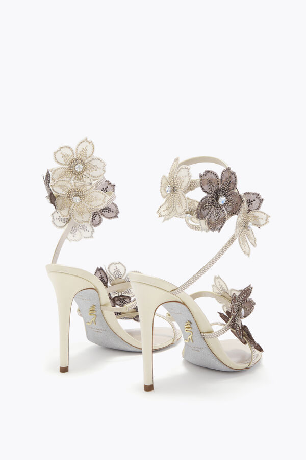 jeweled pfirsich blume elfenbein und grau sandale 105 rene caovilla