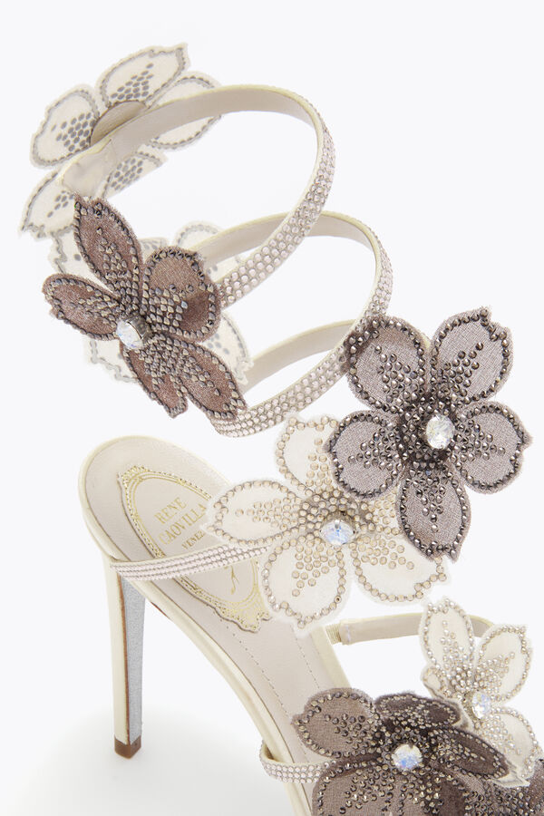 jeweled pfirsich blume elfenbein und grau sandale 105 rene caovilla