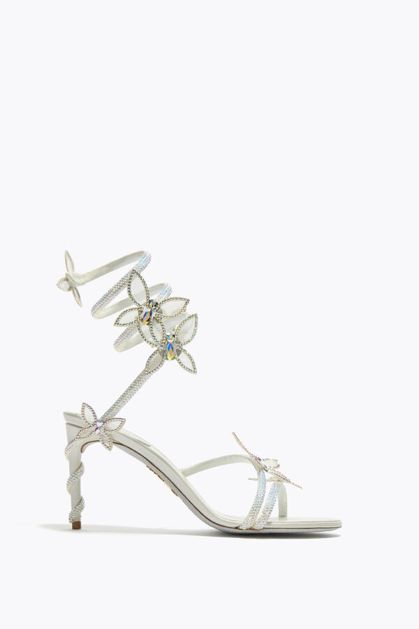 jeweled margot weiße sandale mit schmetterlinge 80 rene caovilla