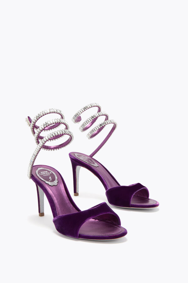 jeweled funken sandale in porpora velvet 80 rene caovilla