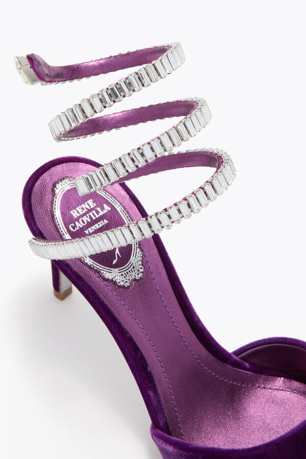 jeweled funken sandale in porpora velvet 80 rene caovilla