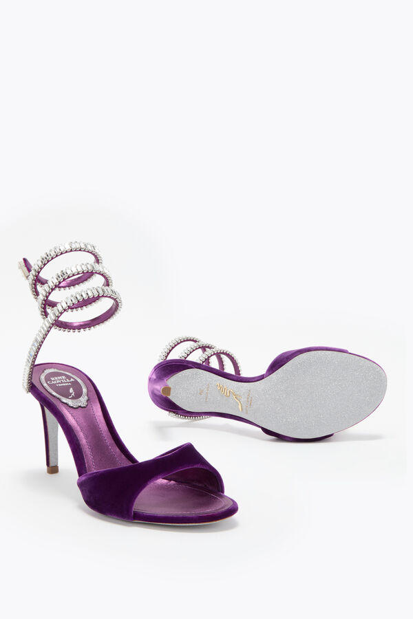 jeweled funken sandale in porpora velvet 80 rene caovilla