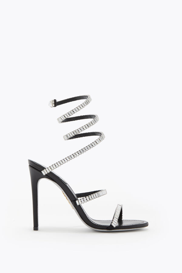 jeweled cleo spark-schwarz und silber-sandale 105 rene caovilla