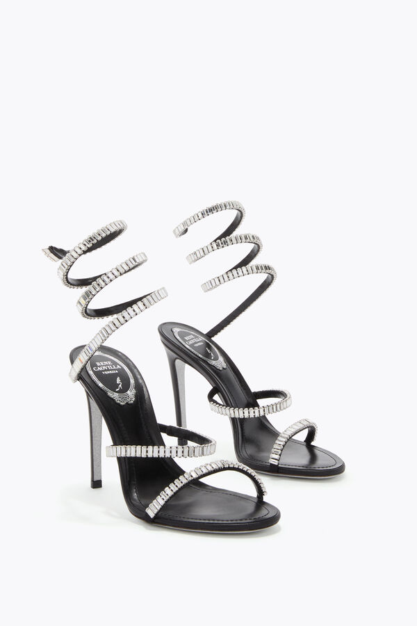 jeweled cleo spark-schwarz und silber-sandale 105 rene caovilla