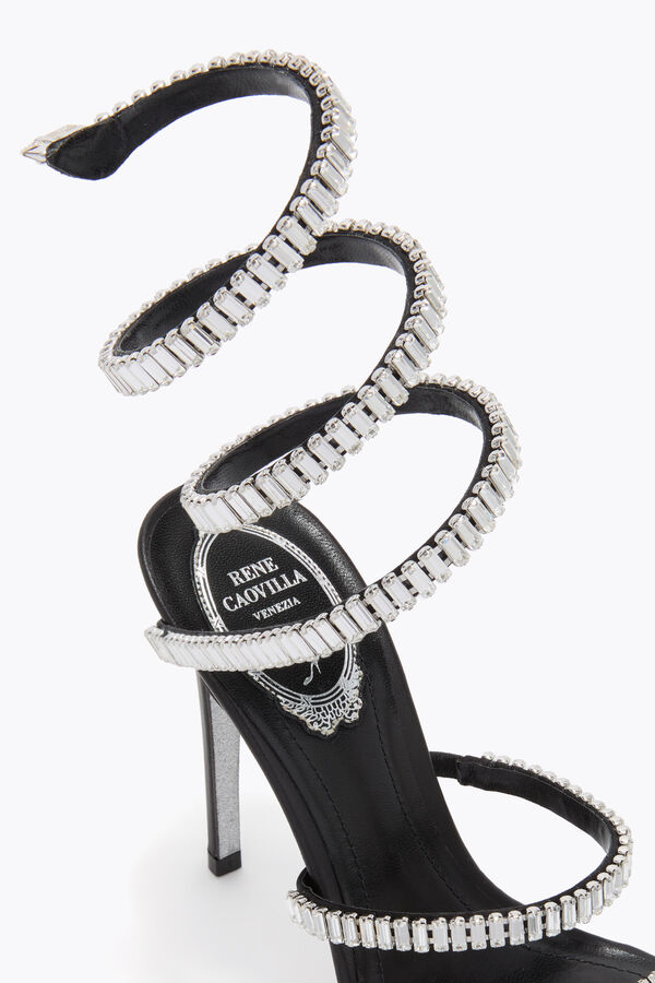 jeweled cleo spark-schwarz und silber-sandale 105 rene caovilla