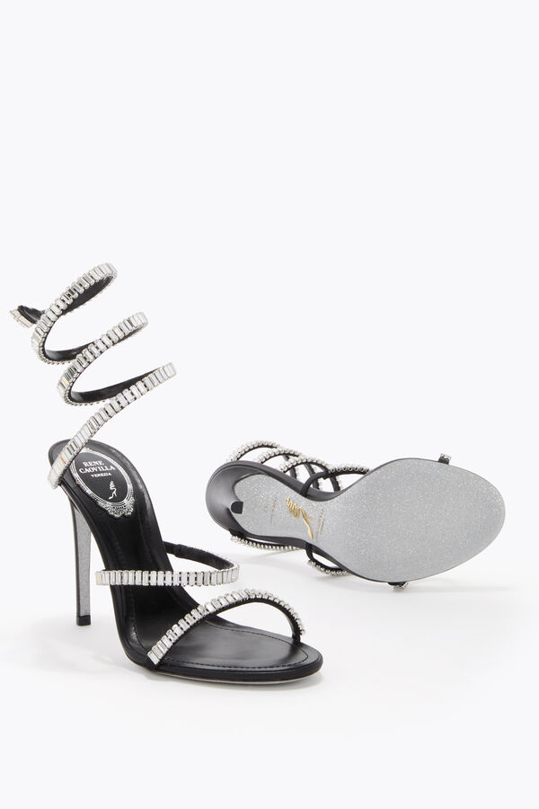 jeweled cleo spark-schwarz und silber-sandale 105 rene caovilla
