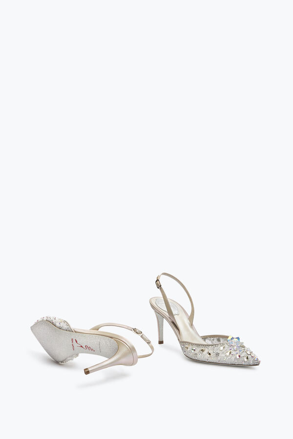 jeweled silver slingbacks cinderella 75 rene caovilla