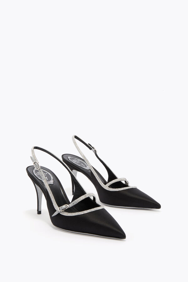 jeweled lily schwarz und silber-slingback 80 rene caovilla