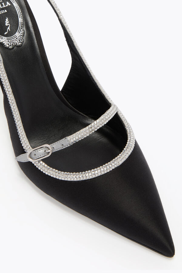 jeweled lily schwarz und silber-slingback 80 rene caovilla