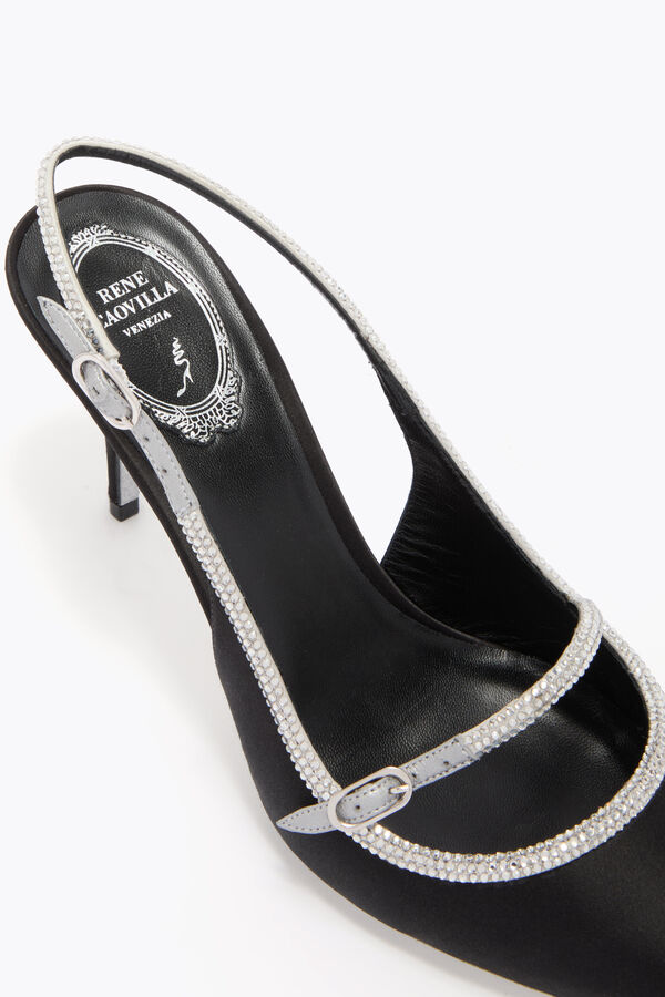 jeweled lily schwarz und silber-slingback 80 rene caovilla