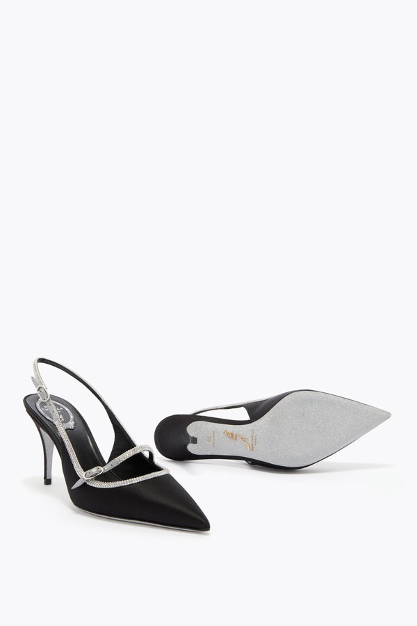 jeweled lily schwarz und silber-slingback 80 rene caovilla