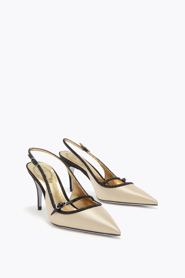 jeweled lily schwarz und champagner slingback 80 rene caovilla