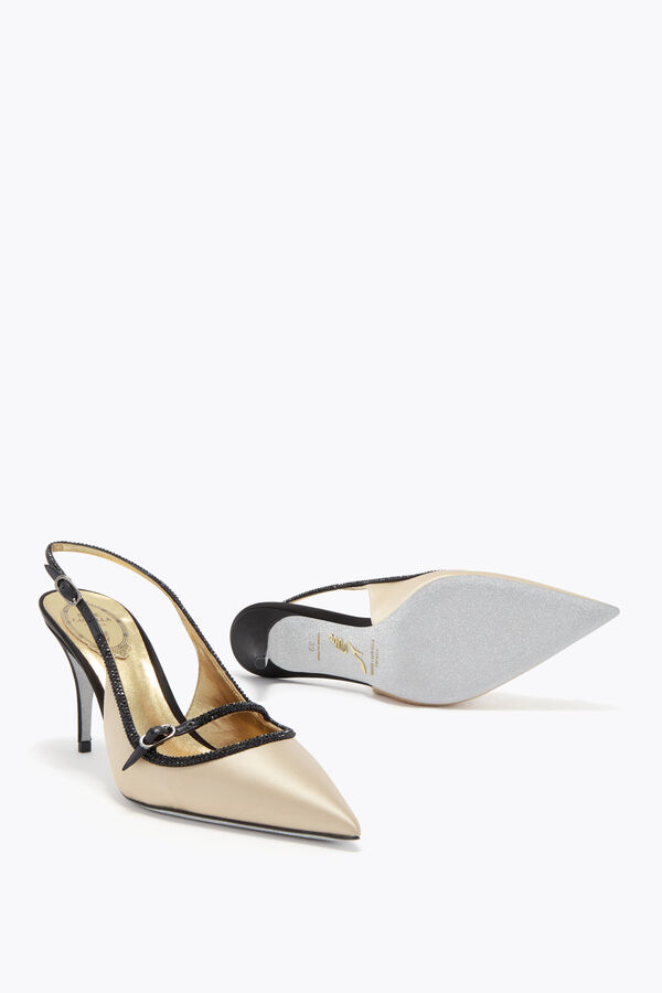 jeweled lily schwarz und champagner slingback 80 rene caovilla
